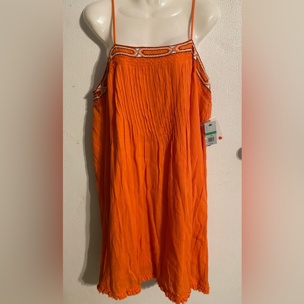 Crown & Ivy Beach ready size L women’s lit orange lined Island Time sundress NEW